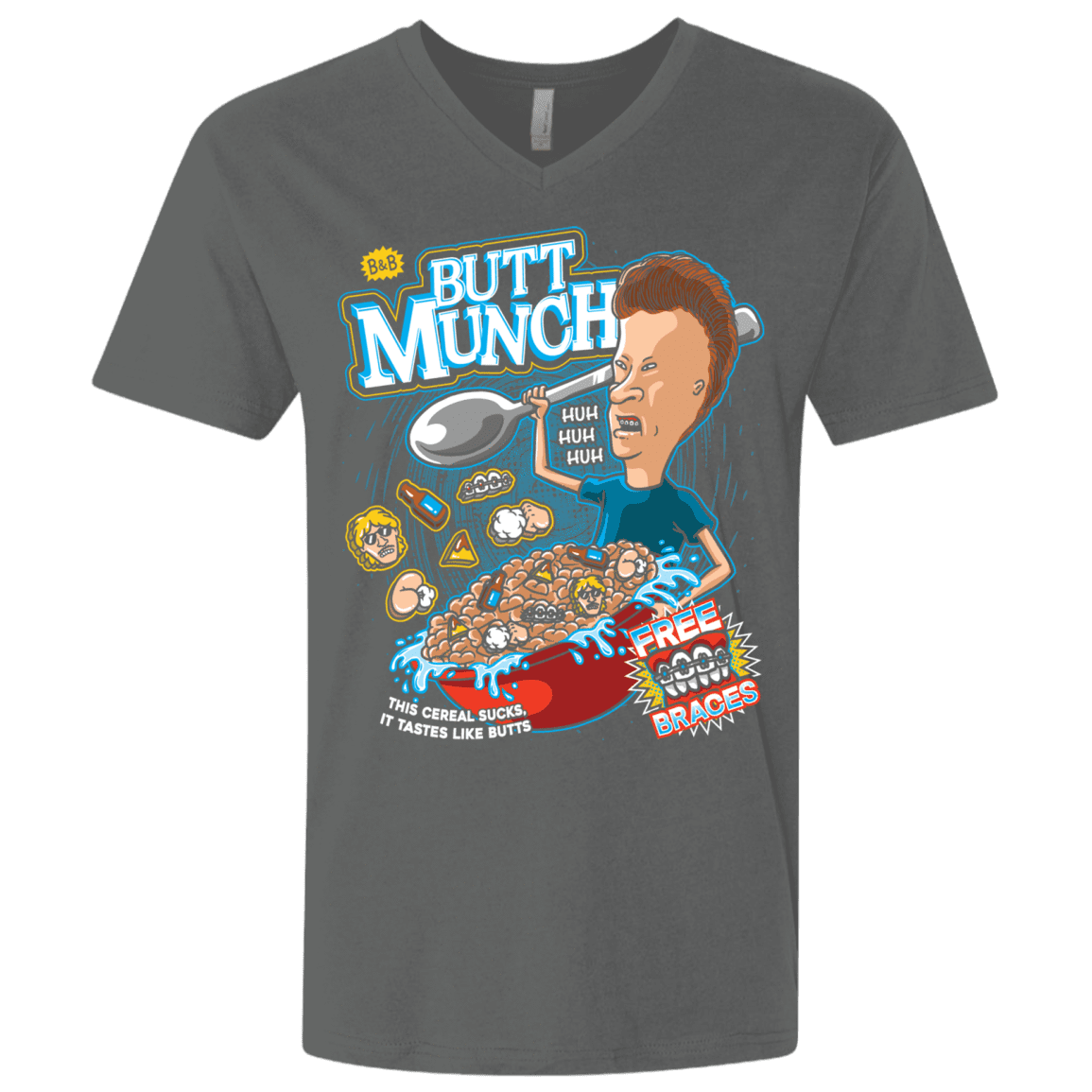 T-Shirts Heavy Metal / X-Small Buttmunch Cereal Men's Premium V-Neck