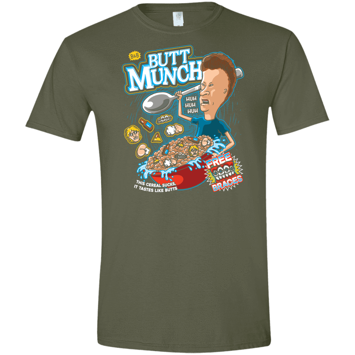 T-Shirts Military Green / S Buttmunch Cereal Men's Semi-Fitted Softstyle
