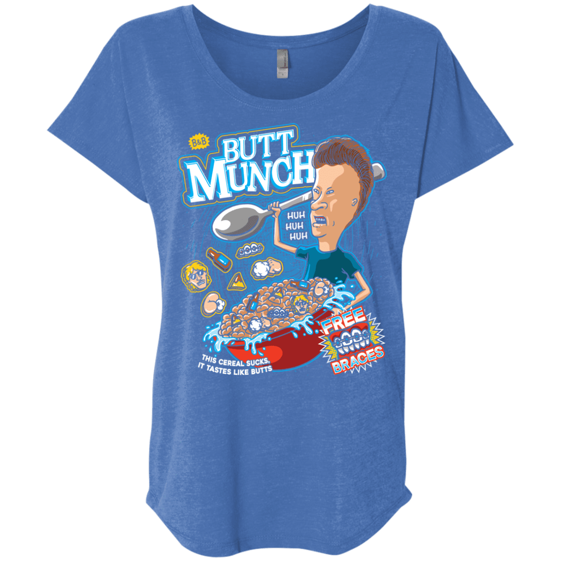 T-Shirts Vintage Royal / X-Small Buttmunch Cereal Triblend Dolman Sleeve