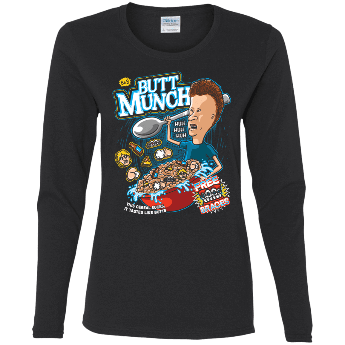 T-Shirts Black / S Buttmunch Cereal Women's Long Sleeve T-Shirt