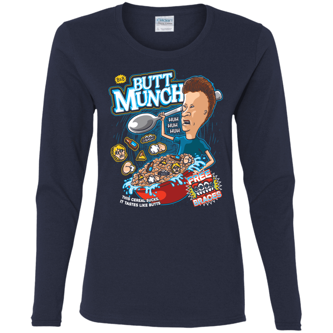 T-Shirts Navy / S Buttmunch Cereal Women's Long Sleeve T-Shirt