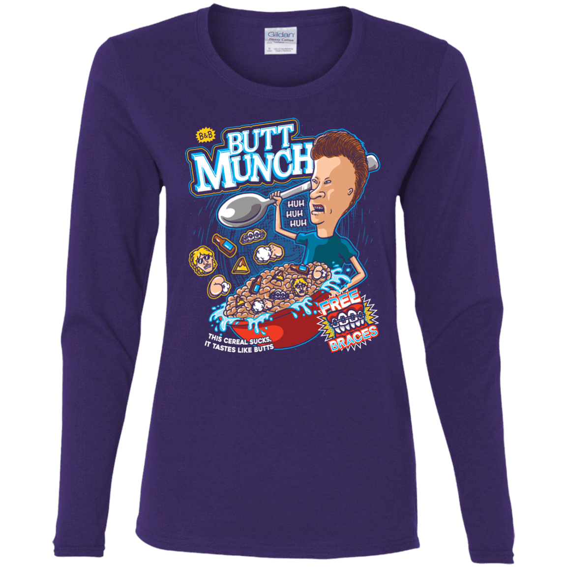 T-Shirts Purple / S Buttmunch Cereal Women's Long Sleeve T-Shirt