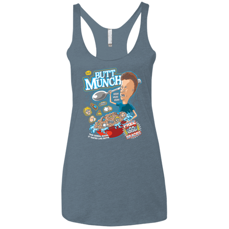 T-Shirts Indigo / X-Small Buttmunch Cereal Women's Triblend Racerback Tank
