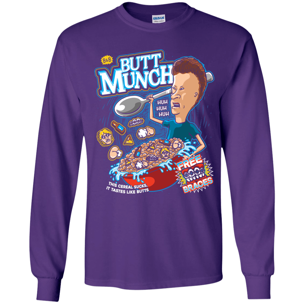 T-Shirts Purple / YS Buttmunch Cereal Youth Long Sleeve T-Shirt