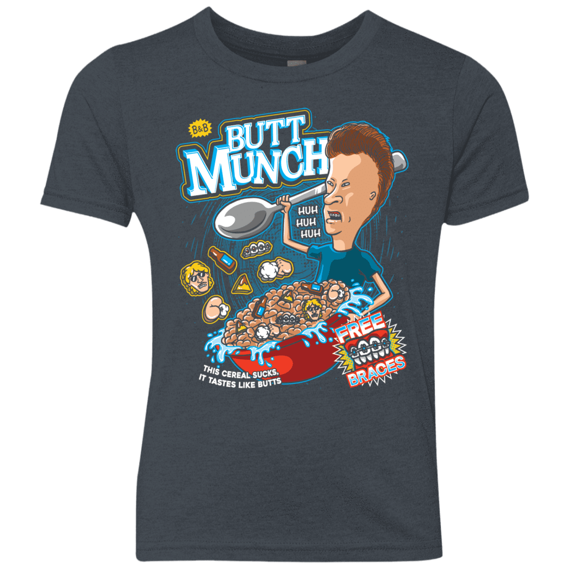 T-Shirts Vintage Navy / YXS Buttmunch Cereal Youth Triblend T-Shirt