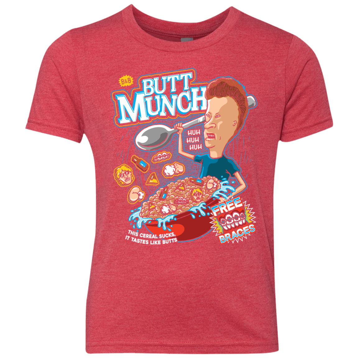 T-Shirts Vintage Red / YXS Buttmunch Cereal Youth Triblend T-Shirt