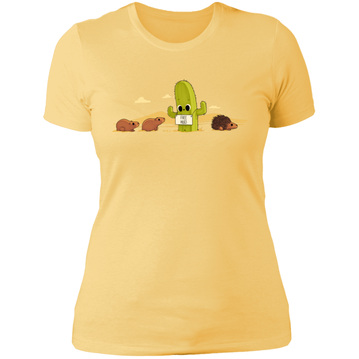 T-Shirts Banana Cream/ / S Cactus Hug Women's Premium T-Shirt