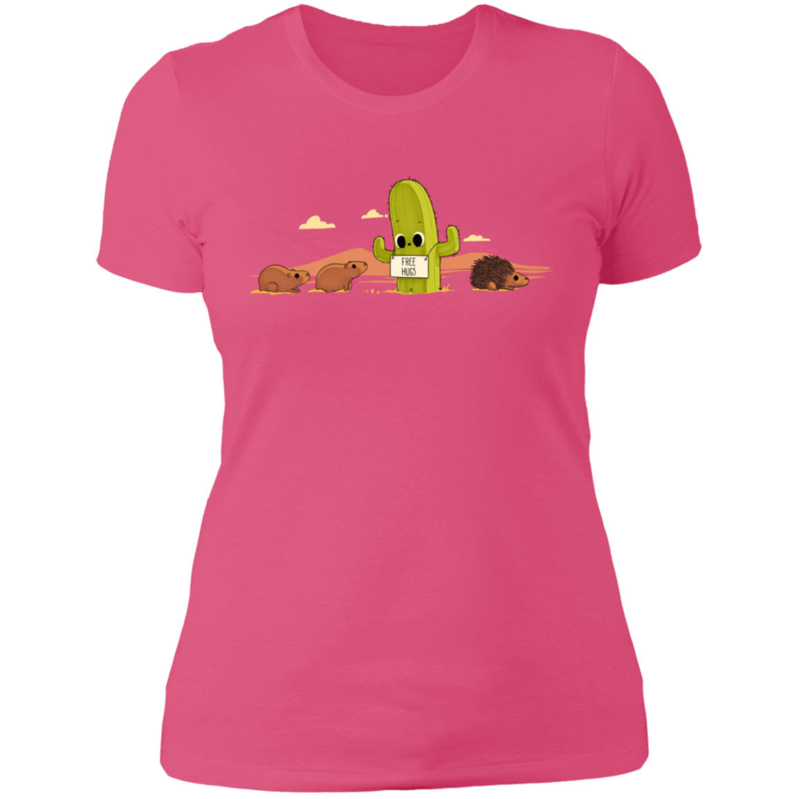 T-Shirts Hot Pink / S Cactus Hug Women's Premium T-Shirt