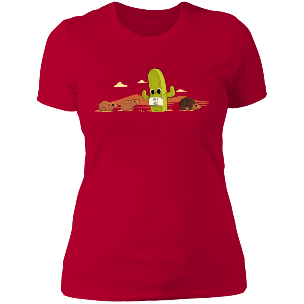 T-Shirts Red / S Cactus Hug Women's Premium T-Shirt