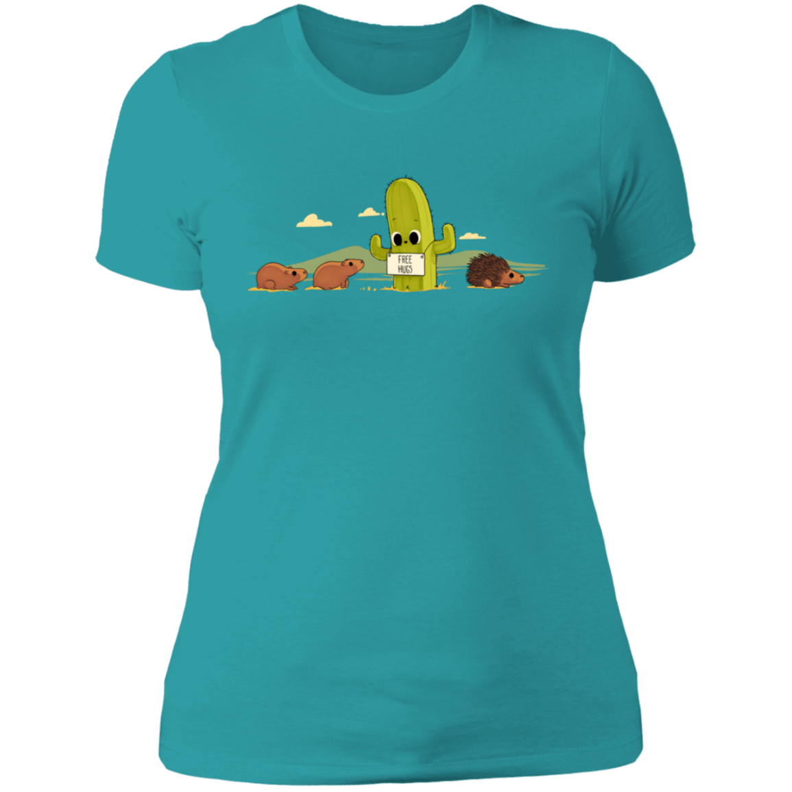 T-Shirts Tahiti Blue / S Cactus Hug Women's Premium T-Shirt