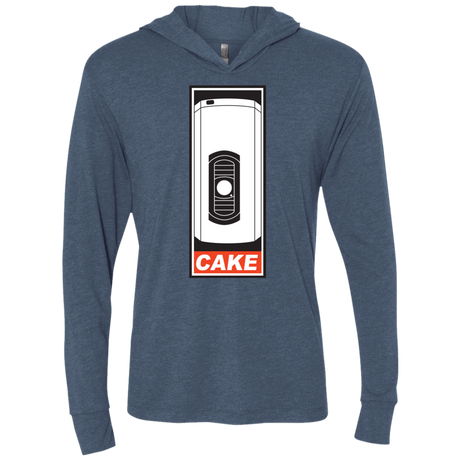 T-Shirts Indigo / X-Small Cake is a Lie Triblend Long Sleeve Hoodie Tee