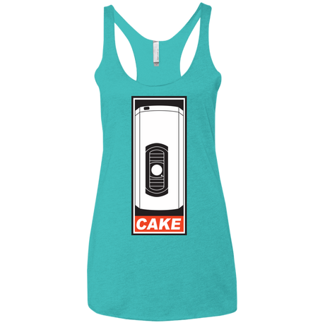 T-Shirts Tahiti Blue / X-Small Cake is a Lie Women's Triblend Racerback Tank