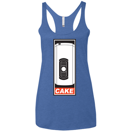 T-Shirts Vintage Royal / X-Small Cake is a Lie Women's Triblend Racerback Tank
