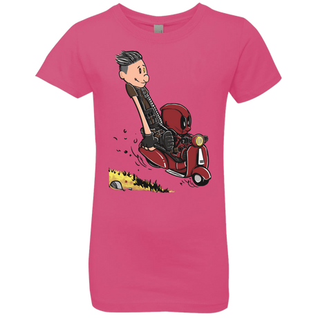 T-Shirts Hot Pink / YXS Calvin & Deadpool Girls Premium T-Shirt
