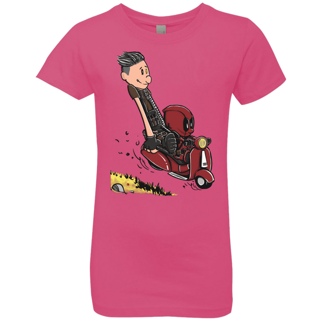 T-Shirts Hot Pink / YXS Calvin & Deadpool Girls Premium T-Shirt