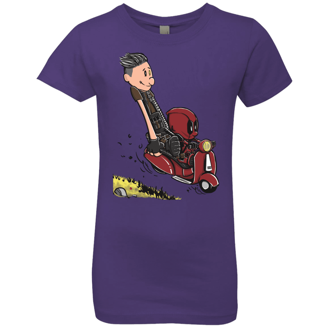 T-Shirts Purple Rush / YXS Calvin & Deadpool Girls Premium T-Shirt