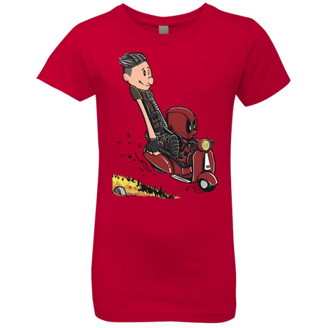 T-Shirts Red / YXS Calvin & Deadpool Girls Premium T-Shirt