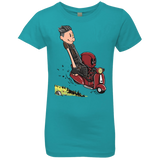 T-Shirts Tahiti Blue / YXS Calvin & Deadpool Girls Premium T-Shirt