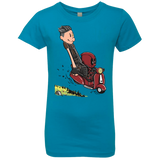 T-Shirts Turquoise / YXS Calvin & Deadpool Girls Premium T-Shirt