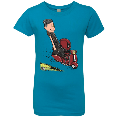 T-Shirts Turquoise / YXS Calvin & Deadpool Girls Premium T-Shirt