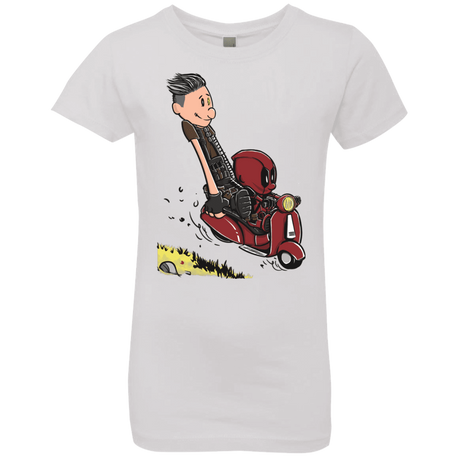T-Shirts White / YXS Calvin & Deadpool Girls Premium T-Shirt