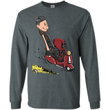 T-Shirts Dark Heather / S Calvin & Deadpool Men's Long Sleeve T-Shirt