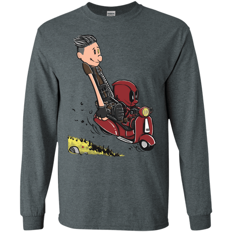 T-Shirts Dark Heather / S Calvin & Deadpool Men's Long Sleeve T-Shirt