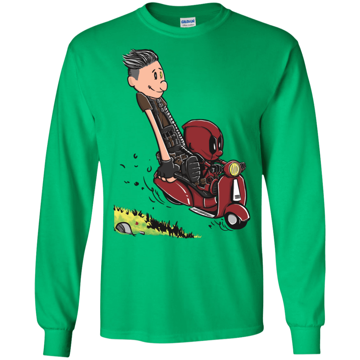 T-Shirts Irish Green / S Calvin & Deadpool Men's Long Sleeve T-Shirt