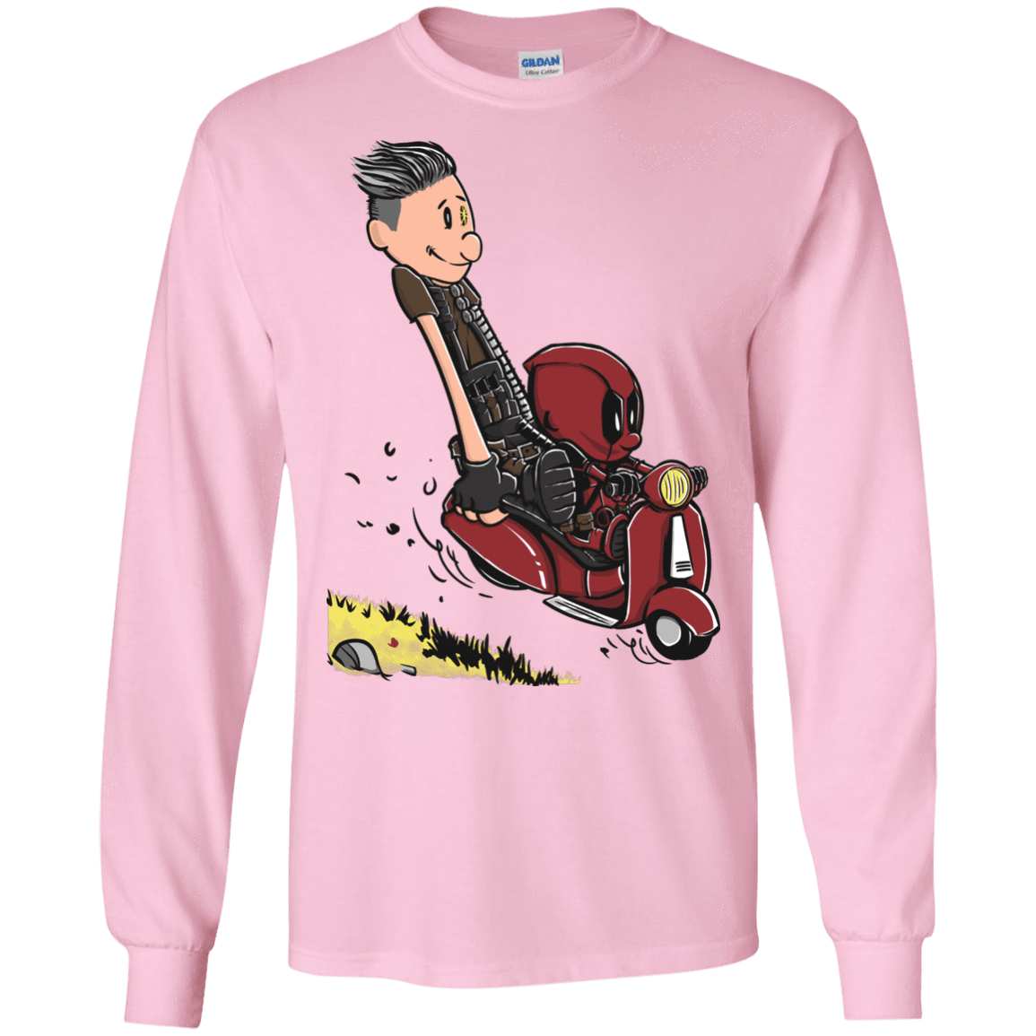 T-Shirts Light Pink / S Calvin & Deadpool Men's Long Sleeve T-Shirt