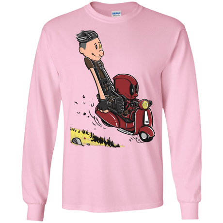 T-Shirts Light Pink / S Calvin & Deadpool Men's Long Sleeve T-Shirt