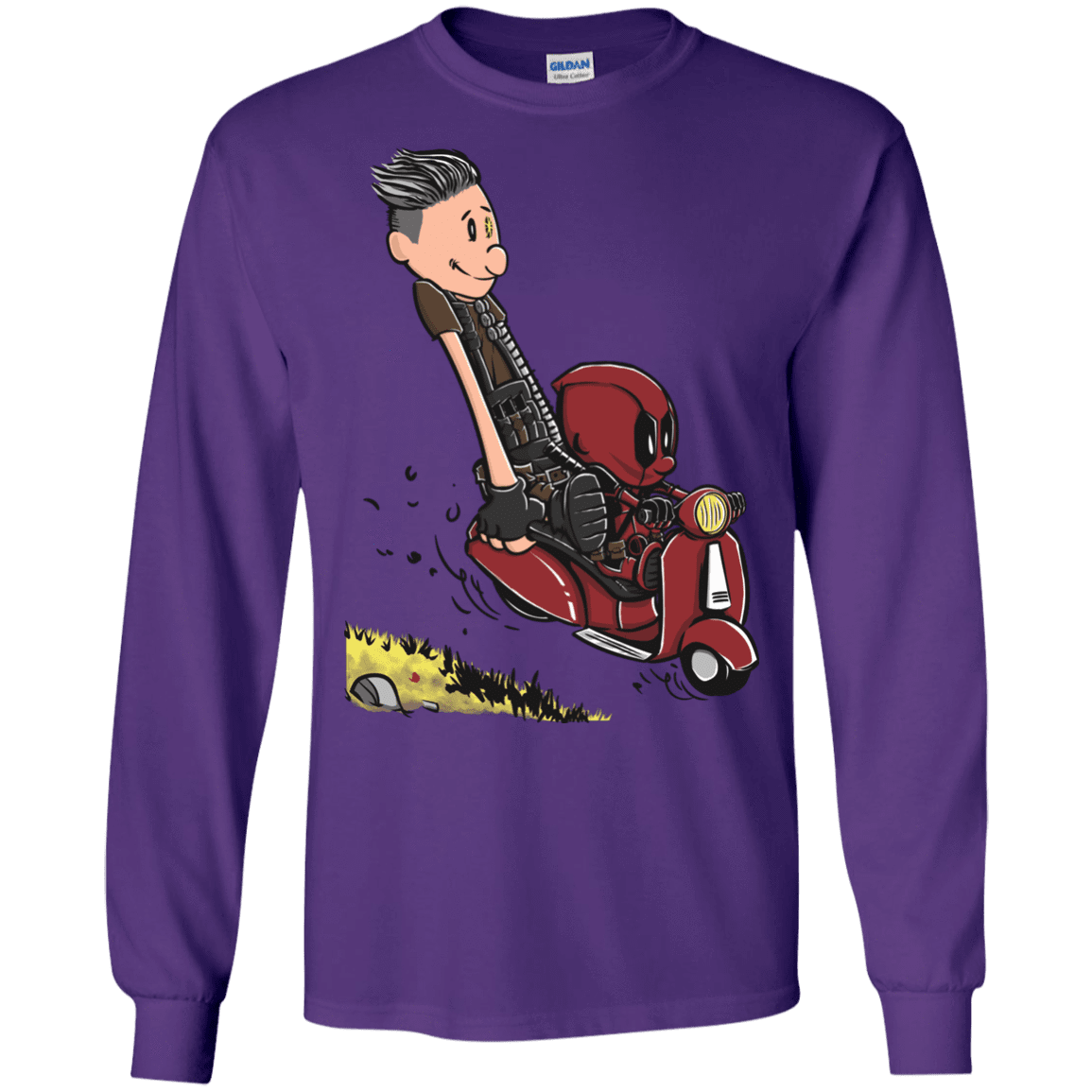 T-Shirts Purple / S Calvin & Deadpool Men's Long Sleeve T-Shirt