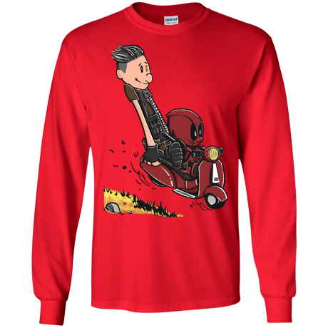 T-Shirts Red / S Calvin & Deadpool Men's Long Sleeve T-Shirt