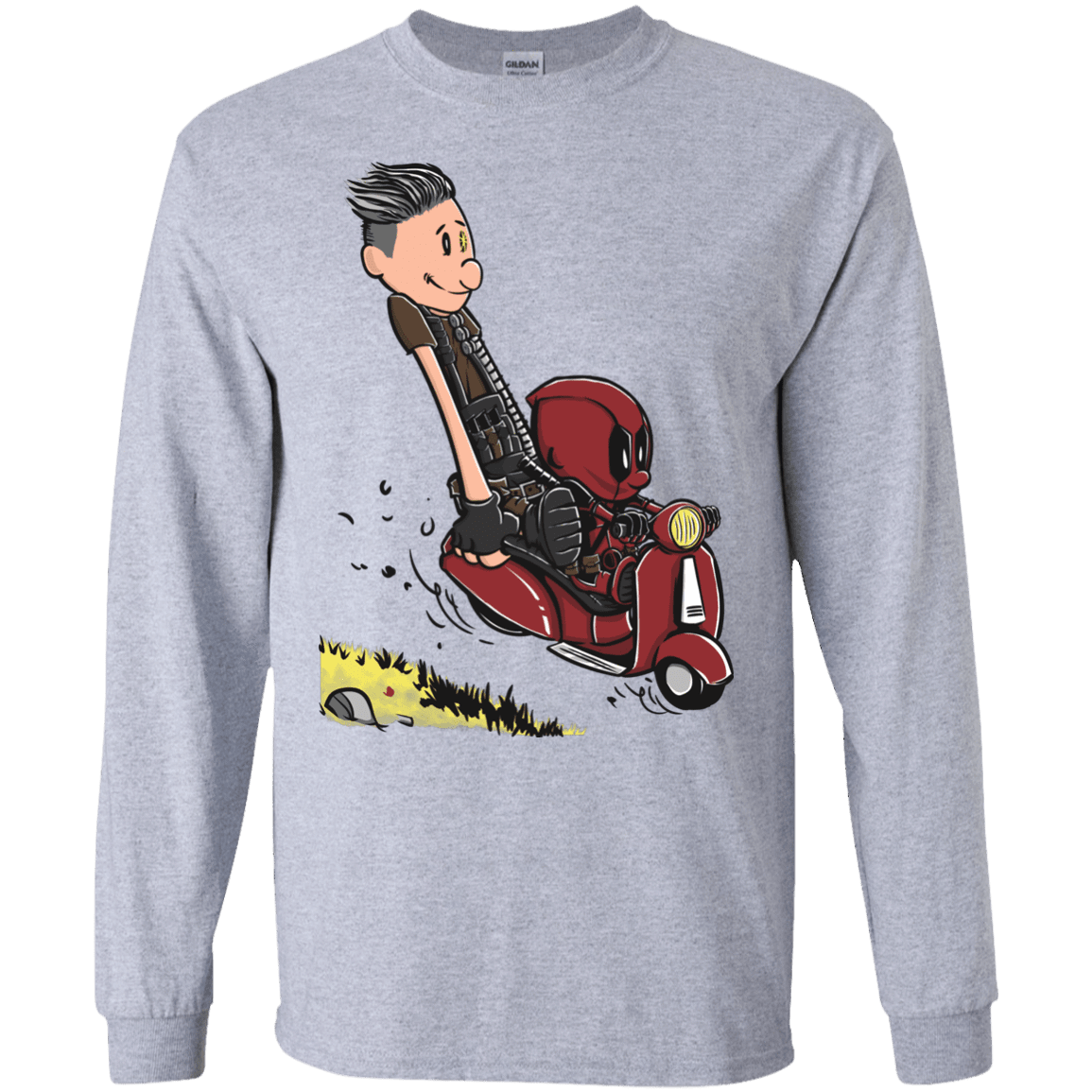 T-Shirts Sport Grey / S Calvin & Deadpool Men's Long Sleeve T-Shirt