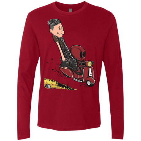 T-Shirts Cardinal / S Calvin & Deadpool Men's Premium Long Sleeve