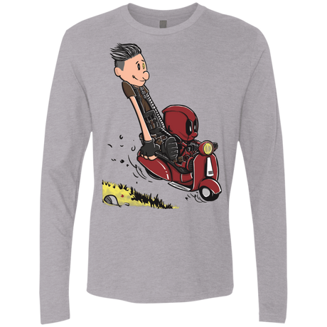 T-Shirts Heather Grey / S Calvin & Deadpool Men's Premium Long Sleeve