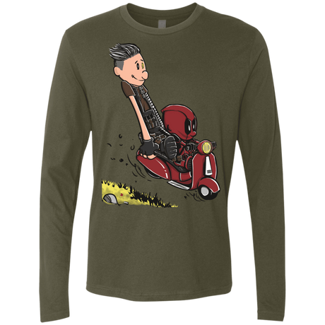 T-Shirts Military Green / S Calvin & Deadpool Men's Premium Long Sleeve