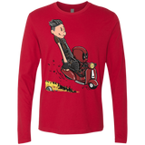 T-Shirts Red / S Calvin & Deadpool Men's Premium Long Sleeve