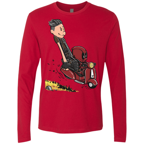 T-Shirts Red / S Calvin & Deadpool Men's Premium Long Sleeve