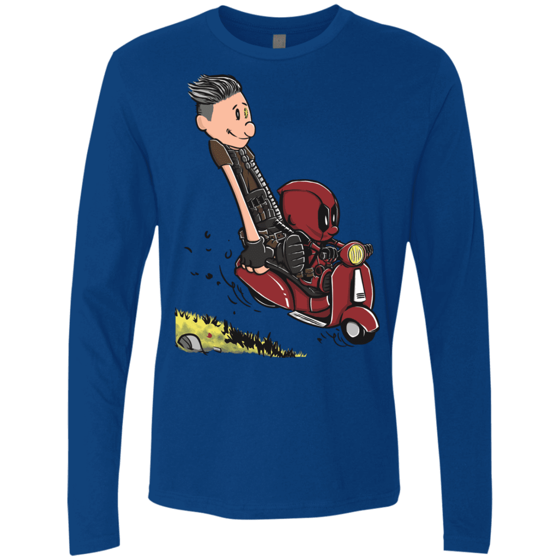 T-Shirts Royal / S Calvin & Deadpool Men's Premium Long Sleeve