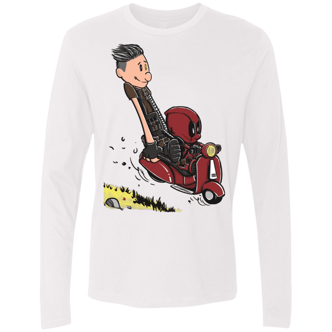 T-Shirts White / S Calvin & Deadpool Men's Premium Long Sleeve