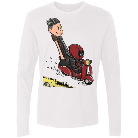 T-Shirts White / S Calvin & Deadpool Men's Premium Long Sleeve
