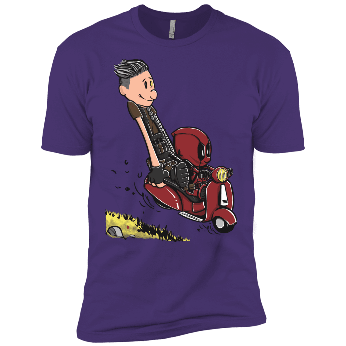T-Shirts Purple Rush/ / X-Small Calvin & Deadpool Men's Premium T-Shirt
