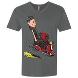 T-Shirts Heavy Metal / X-Small Calvin & Deadpool Men's Premium V-Neck
