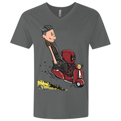 T-Shirts Heavy Metal / X-Small Calvin & Deadpool Men's Premium V-Neck