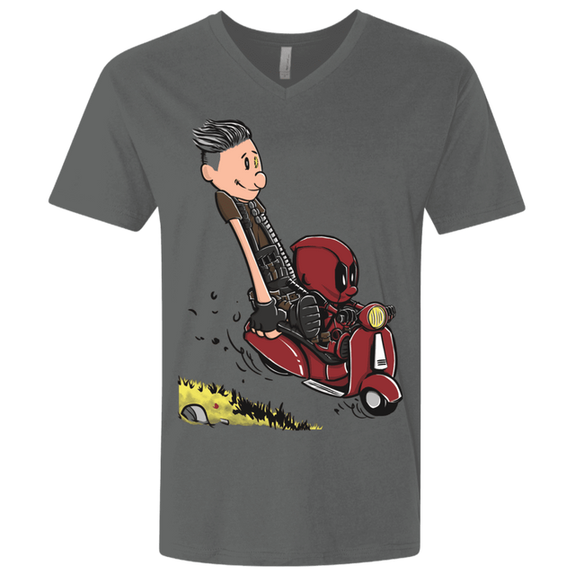 T-Shirts Heavy Metal / X-Small Calvin & Deadpool Men's Premium V-Neck