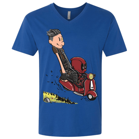 T-Shirts Royal / X-Small Calvin & Deadpool Men's Premium V-Neck