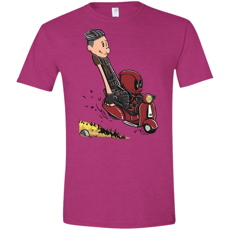 T-Shirts Antique Heliconia / S Calvin & Deadpool Men's Semi-Fitted Softstyle