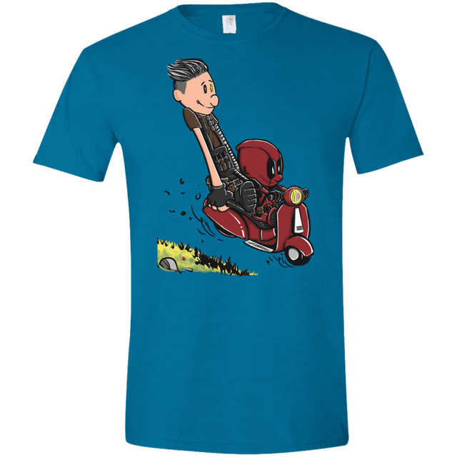 T-Shirts Antique Sapphire / S Calvin & Deadpool Men's Semi-Fitted Softstyle