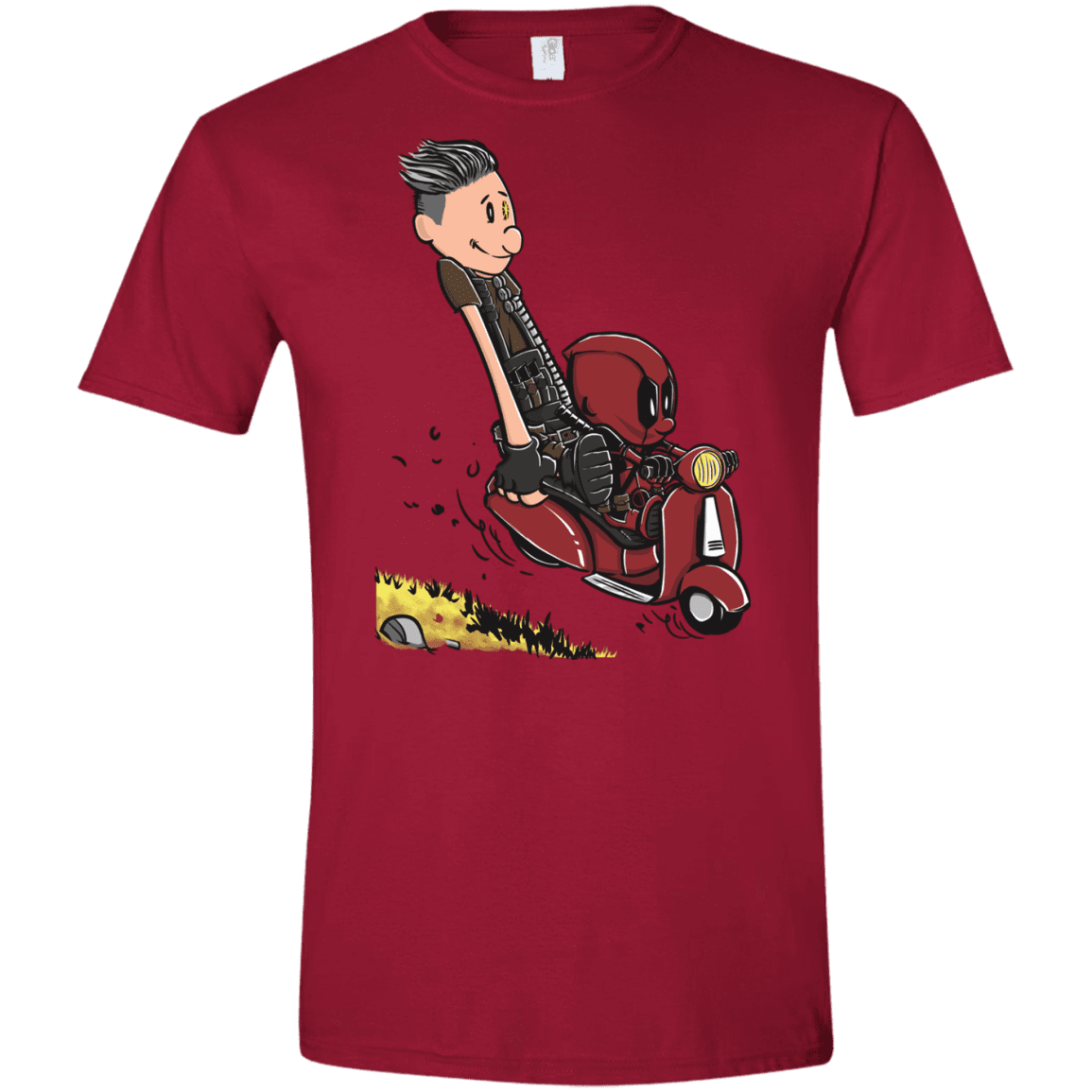 T-Shirts Cardinal Red / S Calvin & Deadpool Men's Semi-Fitted Softstyle