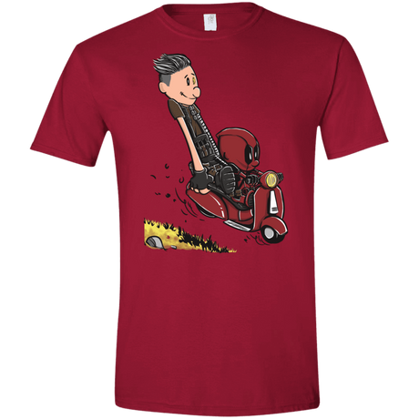 T-Shirts Cardinal Red / S Calvin & Deadpool Men's Semi-Fitted Softstyle